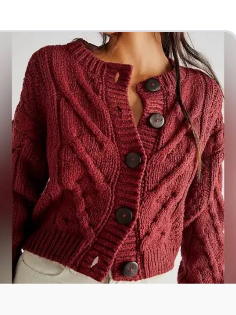 FREE PEOPLE BONFIRE CABLE KNIT MID CARDIGAN XL